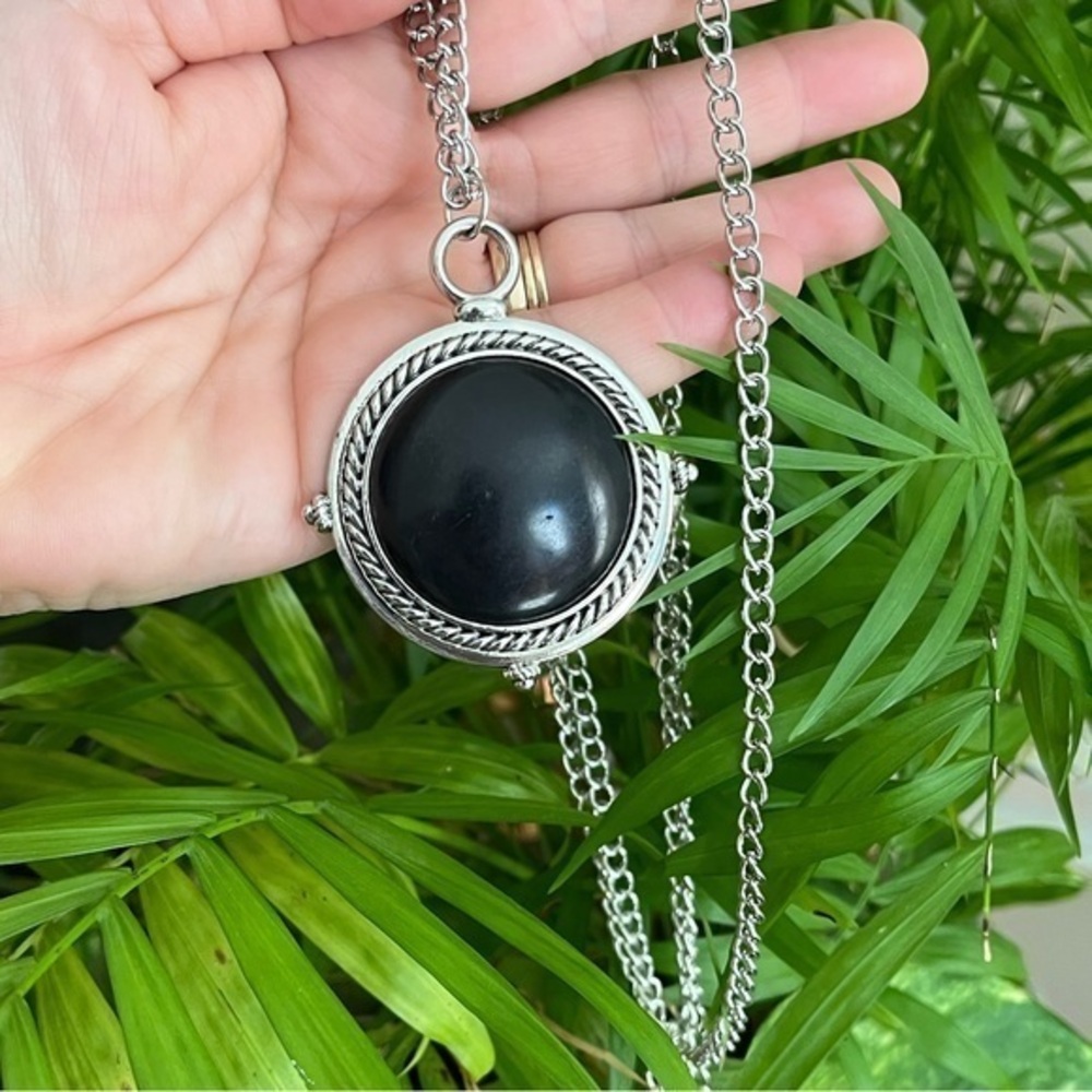 Silver and Black Pendant Necklace